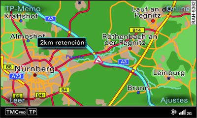 Visualizar una noticia de tráfico TMC/TMCpro en el mapa